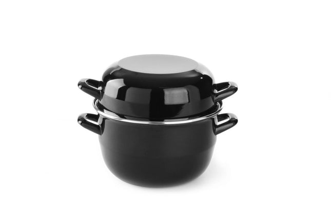 HENDI Muscheltopf – emailliert - mit Deckel – 2.5 l – Ø 220 × H 190 mm – Produktansicht