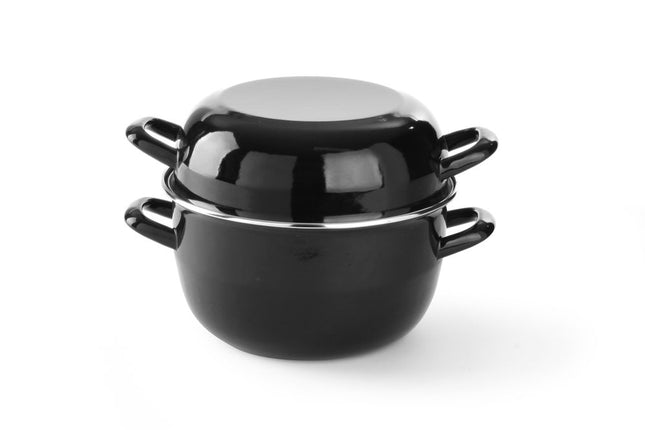 HENDI Muscheltopf – emailliert - mit Deckel – 4.2 l – Ø 260 × H 210 mm – Produktansicht
