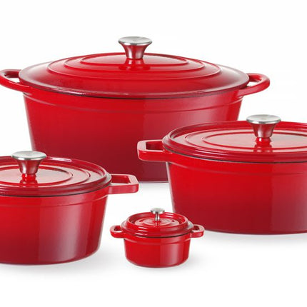 HENDI Emaillierter Gusseisentopf – 3 – 7 l – Rund – Rot – 317 × 240 × H 105 mm – Weitere Ansicht