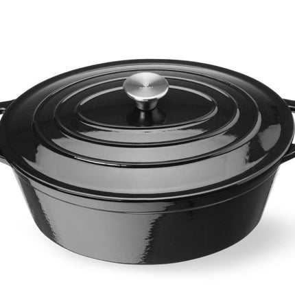 HENDI Emaillierter Gusseisentopf – 6 – 88 l – Oval – Schwarz – 405 × 255 × H 134 mm – Weitere Produktansicht
