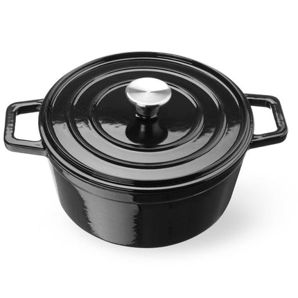 HENDI Emaillierter Gusseisentopf – 3 – 7 l – Rund – Schwarz – 317 × 240 × H 105 mm – Weitere Produktansicht