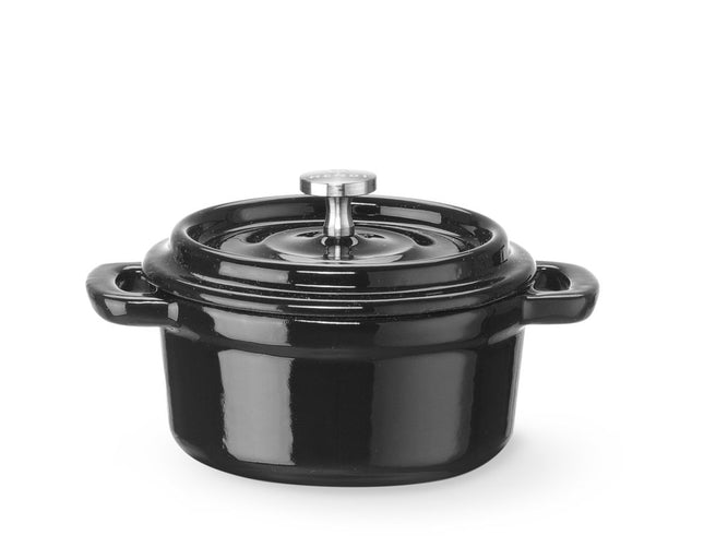 HENDI Emaillierter Gusseisentopf – 0 – 27 l – Rund – Schwarz – 130 × 100 × H 48 mm – Produktansicht