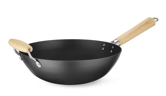 HENDI Wok mit Holzgriff – 324 × 565 mm – Produktansicht
