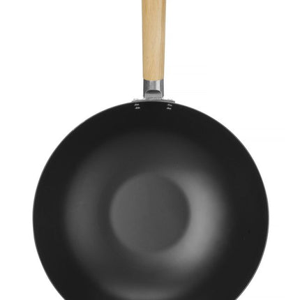 HENDI Wok mit Holzgriff – 324 × 565 mm – Detailansicht