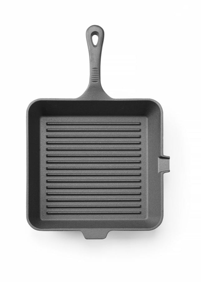 HENDI Gusseisen-Grillpfanne – Quadratisch – Schwarz – 250 × 250 × H 50 mm – Produktansicht