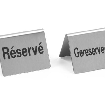HENDI Tischschild Reserviert – Gereserveerd / Reservé – 50 × 35 × 40 mm – 4 Stück – Produktansicht