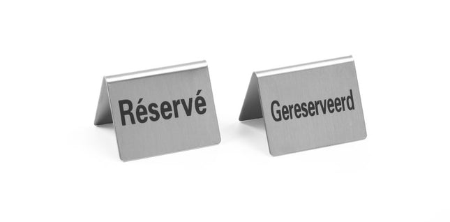HENDI Tischschild Reserviert – Gereserveerd / Reservé – 50 × 35 × 40 mm – 4 Stück – Produktansicht