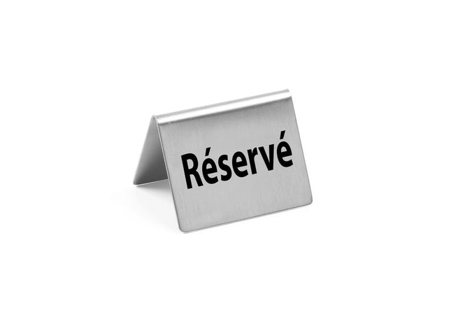 HENDI Tischschild Reserviert – Réservé – 50 × 35 × H 40 mm – 4 Stück – Produktansicht