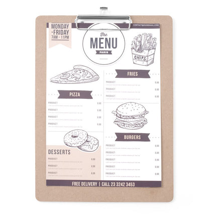 HENDI Speisekarten-Klemmbrett – 240 × 330 mm – weitere Produktansicht