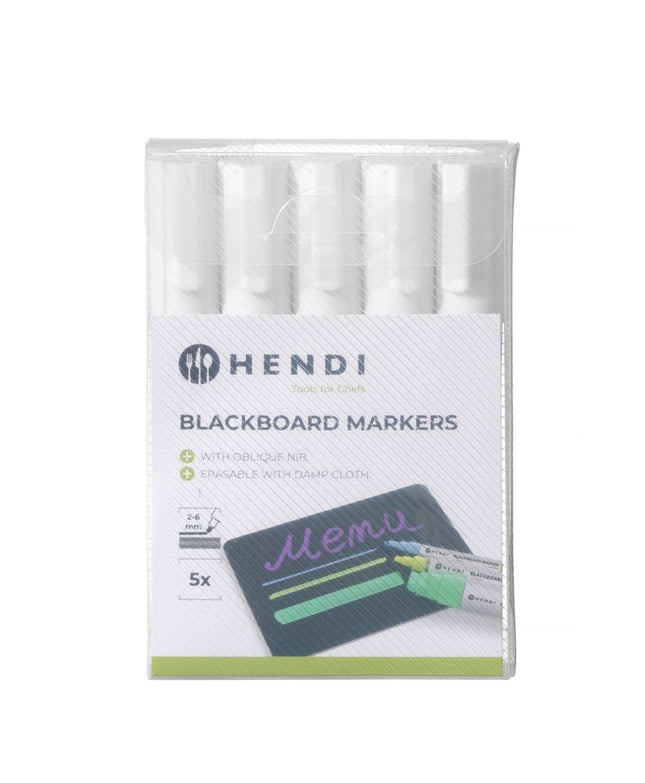 HENDI Kreidemarker 6 mm – 5x weiß – 5 Stück – Produktansicht
