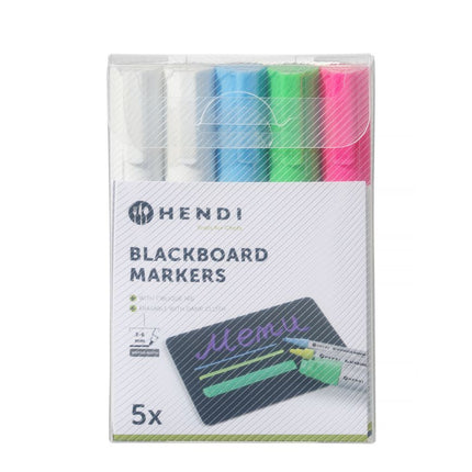 HENDI Kreidemarker 6 mm – 1x pink – 1x grün – 1x blau – 2x weiß – Produktansicht