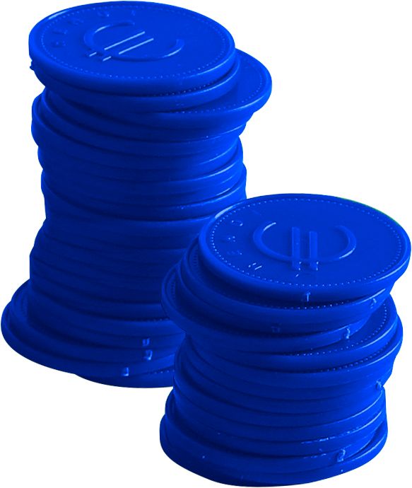 BarUp Pfandmünzen – Blau – Ø 25 mm – 100 Stück – Produktansicht