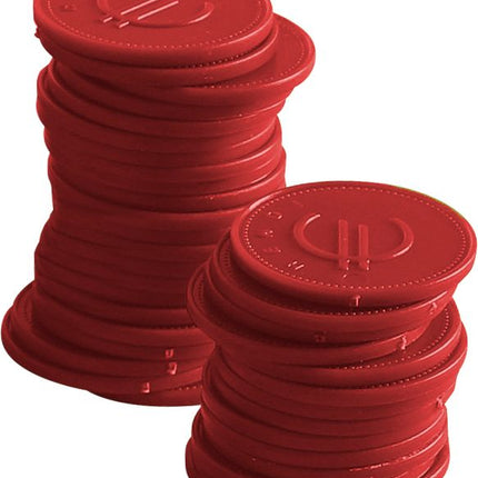 BarUp Pfandmünzen – Rot – Ø 25 mm – 100 Stück – Produktansicht