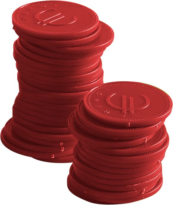 BarUp Pfandmünzen – Rot – Ø 25 mm – 100 Stück – Produktansicht