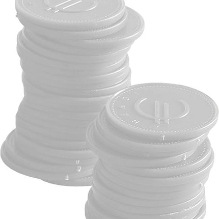 BarUp Pfandmünzen – Weiß – Ø 25 mm – 100 Stück – Produktansicht
