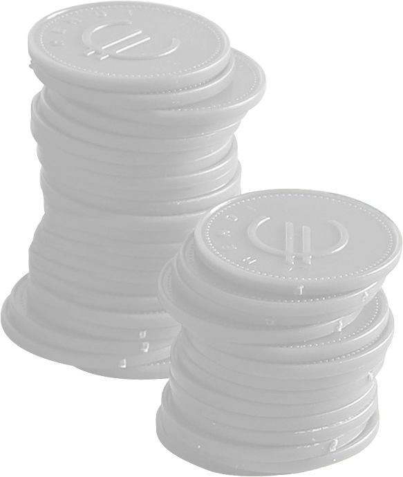 BarUp Pfandmünzen – Weiß – Ø 25 mm – 100 Stück – Produktansicht