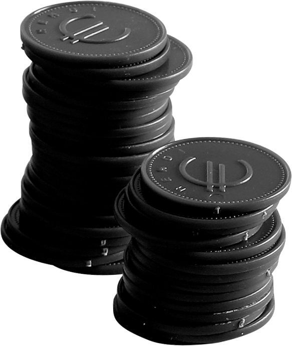 BarUp Pfandmünzen – Schwarz – Ø 25 mm – 100 Stück – Produktansicht