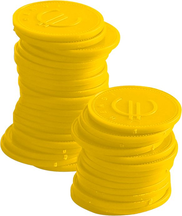 BarUp Pfandmünzen – Gelb – Ø 25 mm – 100 Stück – Produktansicht