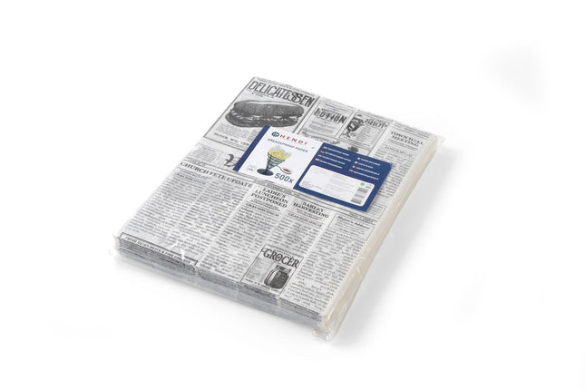 HENDI Pergamentpapier – Zeitungsdruck – 200 × 250 mm – 500 Stück – Produktansicht