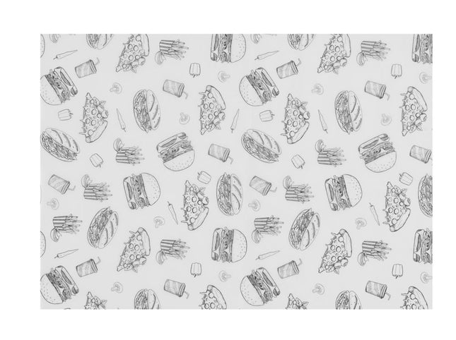 HENDI Einschlagpapier –  fettdicht – Fastfood-Muster – 250 × 350 mm – 500 Stück – Produktansicht