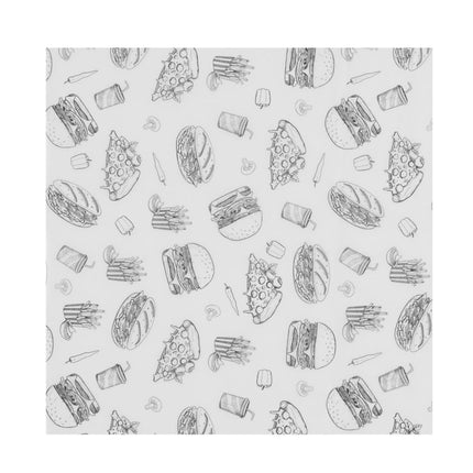 HENDI Einschlagpapier –  fettdicht – Fastfood-Muster – 305 × 305 mm – 500 Stück – Produktansicht