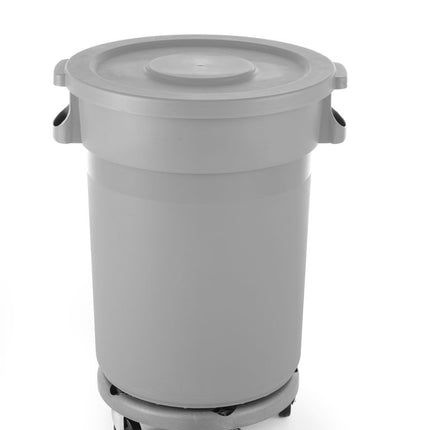 AmerBox Wagen für Abfalleimer rund – Passend für 691038 – Hellgrau – Ø 455 × H 165 mm – Detailansicht