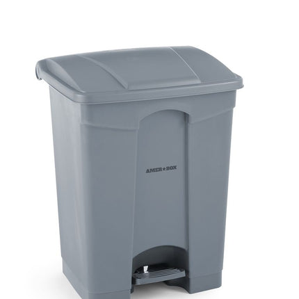 AmerBox Tret-Abfalleimer – 68 l – Hellgrau – 490 × 410 × H 660 mm – Produktansicht