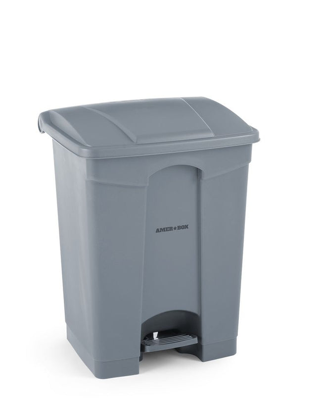 AmerBox Tret-Abfalleimer – 87 l – Hellgrau – 500 × 410 × H 815 mm – Produktansicht