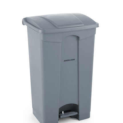 AmerBox Tret-Abfalleimer – 87 l – Hellgrau – 500 × 410 × H 815 mm – Detailansicht