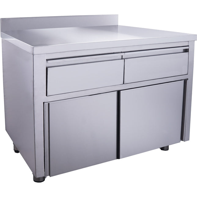 Saro Schiebetürenschrank mit 2 Schubladen und Aufkantung 1200X700mm Edelstahl