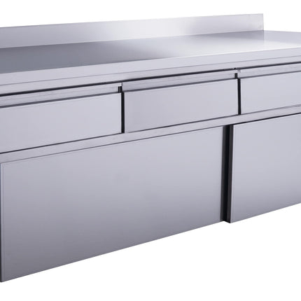 Saro Schiebetürenschrank mit 4 SchubladenAufkantung 2000X700mm Edelstahl