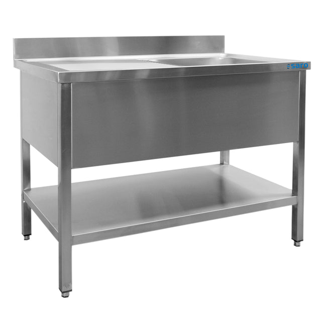 Saro Spültisch 1 Becken rechts - B 1600 x T 700 mm Edelstahl