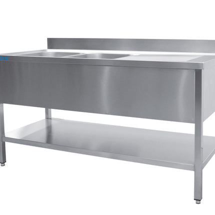 Saro Spültisch 2 Becken links - B 1400 x T 700 mm Edelstahl