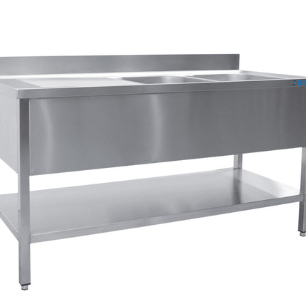 Saro Spültisch 2 Becken rechts - B 2000 x T 700 mm Edelstahl