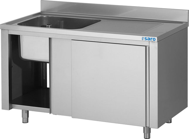 Saro Spülschrank mit Schiebetüren 1200mm 1 Becken links Edelstahl
