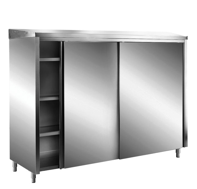 Saro Edelstahl-Lagerschrank mit Schiebetüren AISI 430 Schrägdach 1600x700 mm