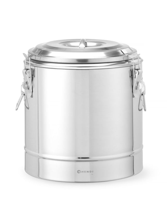HENDI Isolierter tragbarer Behälter – Kitchen Line – 19 l – Silber – Ø 350 × H 400 mm – Produktansicht