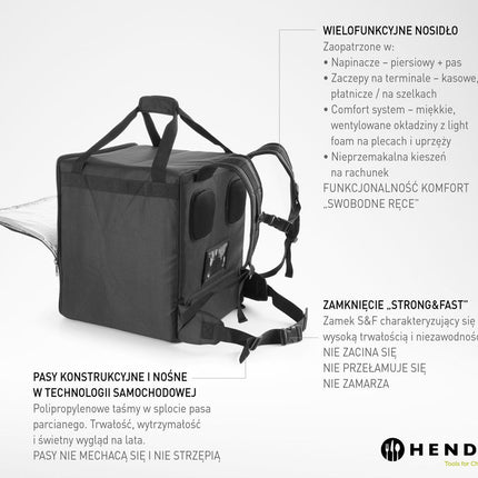 HENDI Thermo-Transportrucksack – 75.2 l – Schwarz – 410 × 410 × 480 mm – weitere Produktansicht