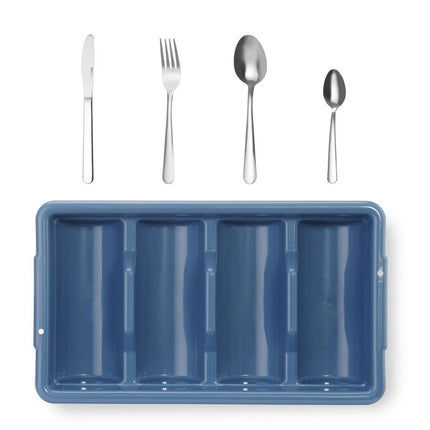 HENDI Besteck-Set mit Tablett – Rechteckig – Blau – 525 × 300 × H 95 mm – Detailansicht