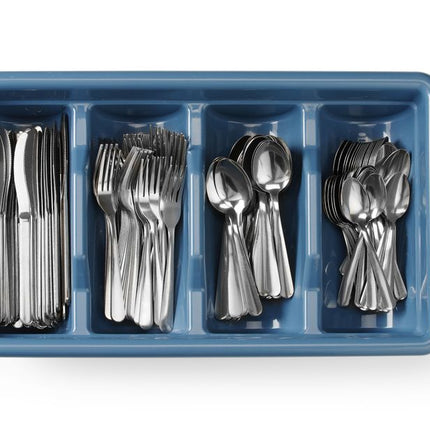 HENDI Besteck-Set mit Tablett – Rechteckig – Blau – 525 × 300 × H 95 mm – Produktansicht