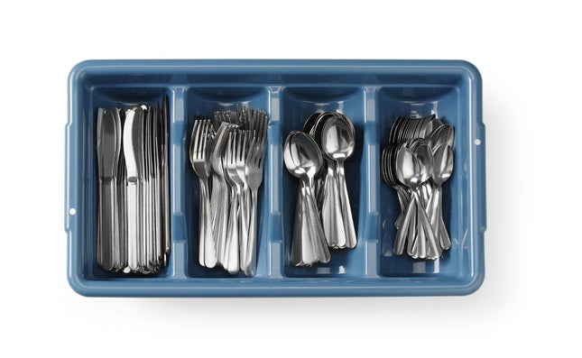 HENDI Besteck-Set mit Tablett – Rechteckig – Blau – 525 × 300 × H 95 mm – Produktansicht