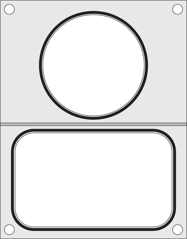 HENDI Matrize für Versiegelungsmaschine – zwei Behälter (1 × 178 × 113 mm – 1x Ø 115 mm) – Produktansicht