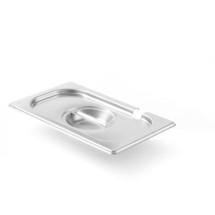 HENDI Gastronorm-Deckel mit Löffelaussparung – Kitchen Line – GN 1 / 4 – 265 × 162 mm – Produktansicht
