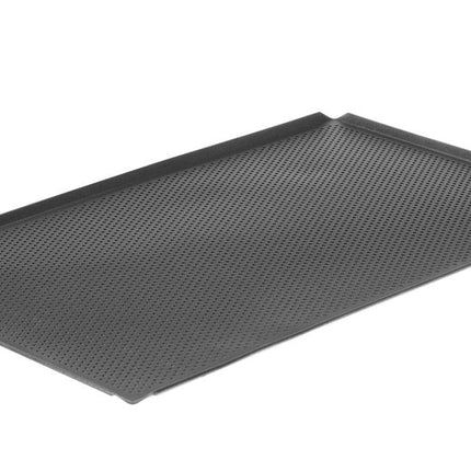 HENDI Blech – perforiert – antihaftbeschichtet – 4 Ränder – GN 1 / 1 – Schwarz – 530 × 325 × 10 mm – Rechteckig – Produktansicht