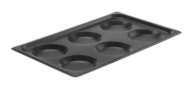 HENDI Tablett mit 6 Formen –  Convectomat Pancake – GN 1/1 – 530 × 325 × H 29 mm  – Produktansicht