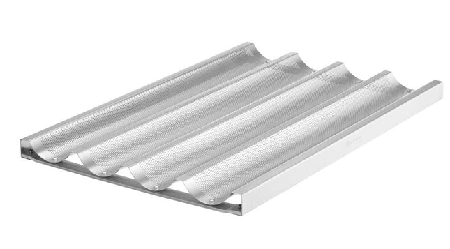 HENDI Baguette-Blech – Silber – 600 × 400 mm – 4 Einschübe  – Produktansicht