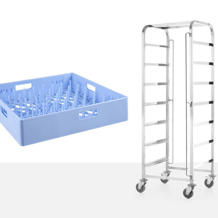 HENDI Transportwagen für Spülmaschinenkörbe - 7 Körbe à 500 × 500 mm – 615 × 560 × 1710 mm – weitere Produktansicht