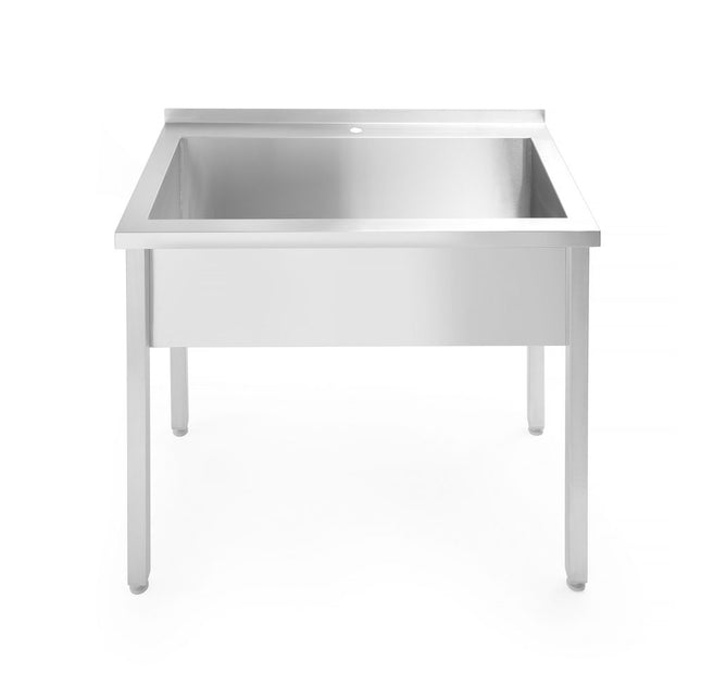 HENDI Tisch mit Einzelwaschwanne – ohne Spritzschutz – verschraubt – Tiefe 600 mm – Budget Line – 1000 × 600 × 850 mm – Produktansicht