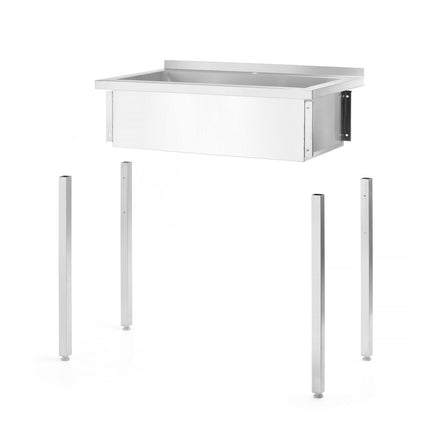 HENDI Tisch mit Einzelwaschwanne – ohne Spritzschutz – verschraubt – Tiefe 600 mm – Budget Line – 1000 × 600 × 850 mm – weitere Produktansicht