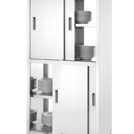 HENDI Durchreicheschrank mit Trennwand und Schiebetüren – verschraubt – Kitchen Line – 800 × 500 × 1800 mm – Produktansicht